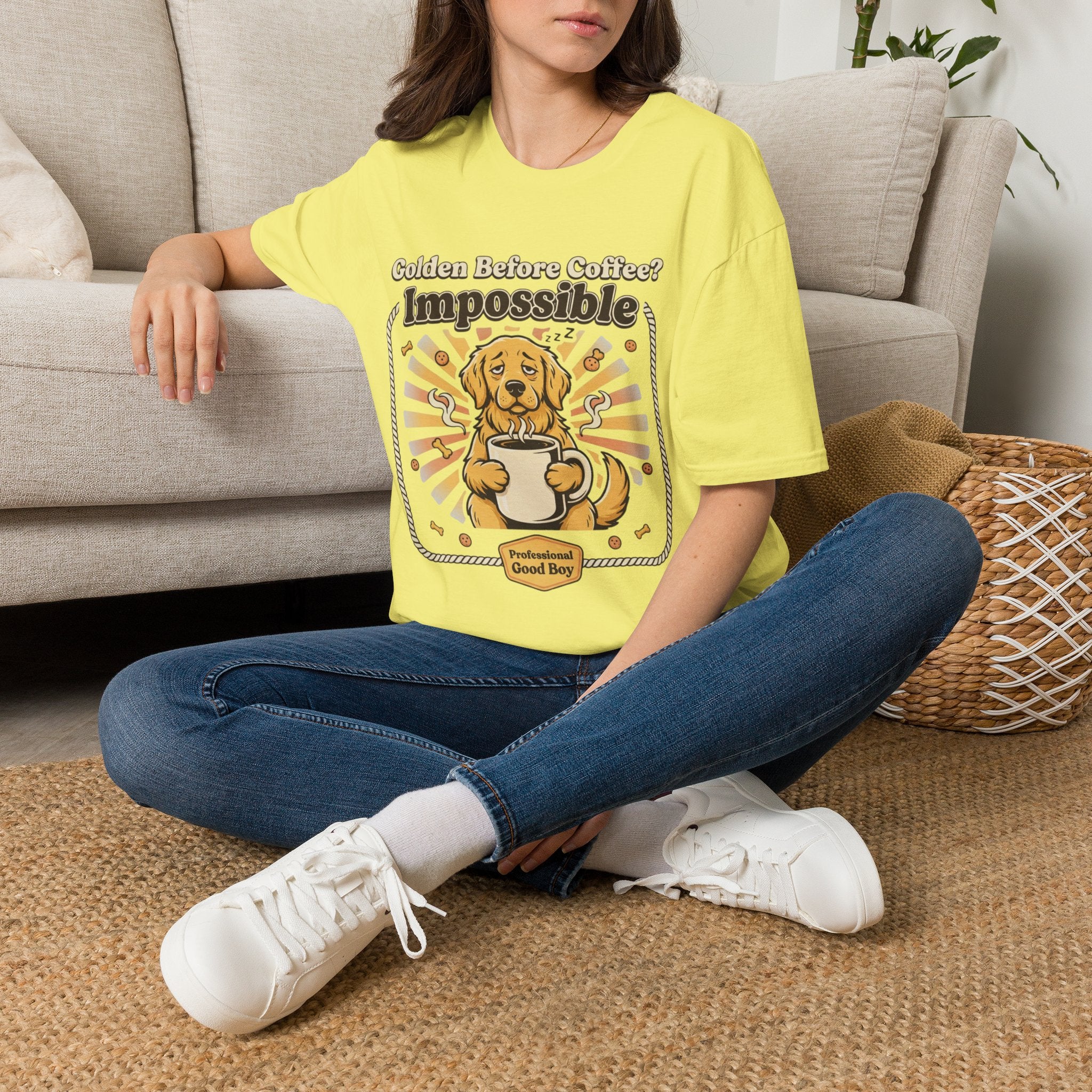 'Golden Before Coffee? Impossible' Graphic T-Shirt