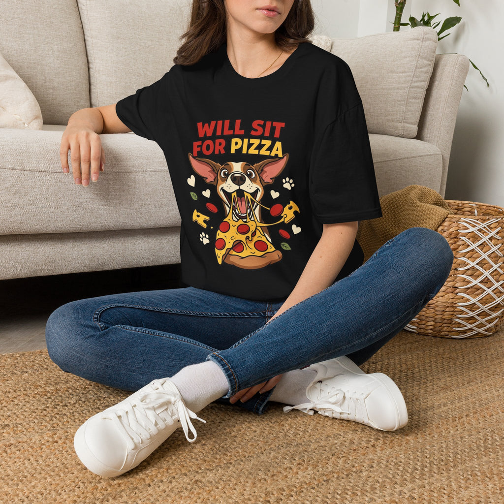 'Will Sit For Pizza' Graphic T-Shirt