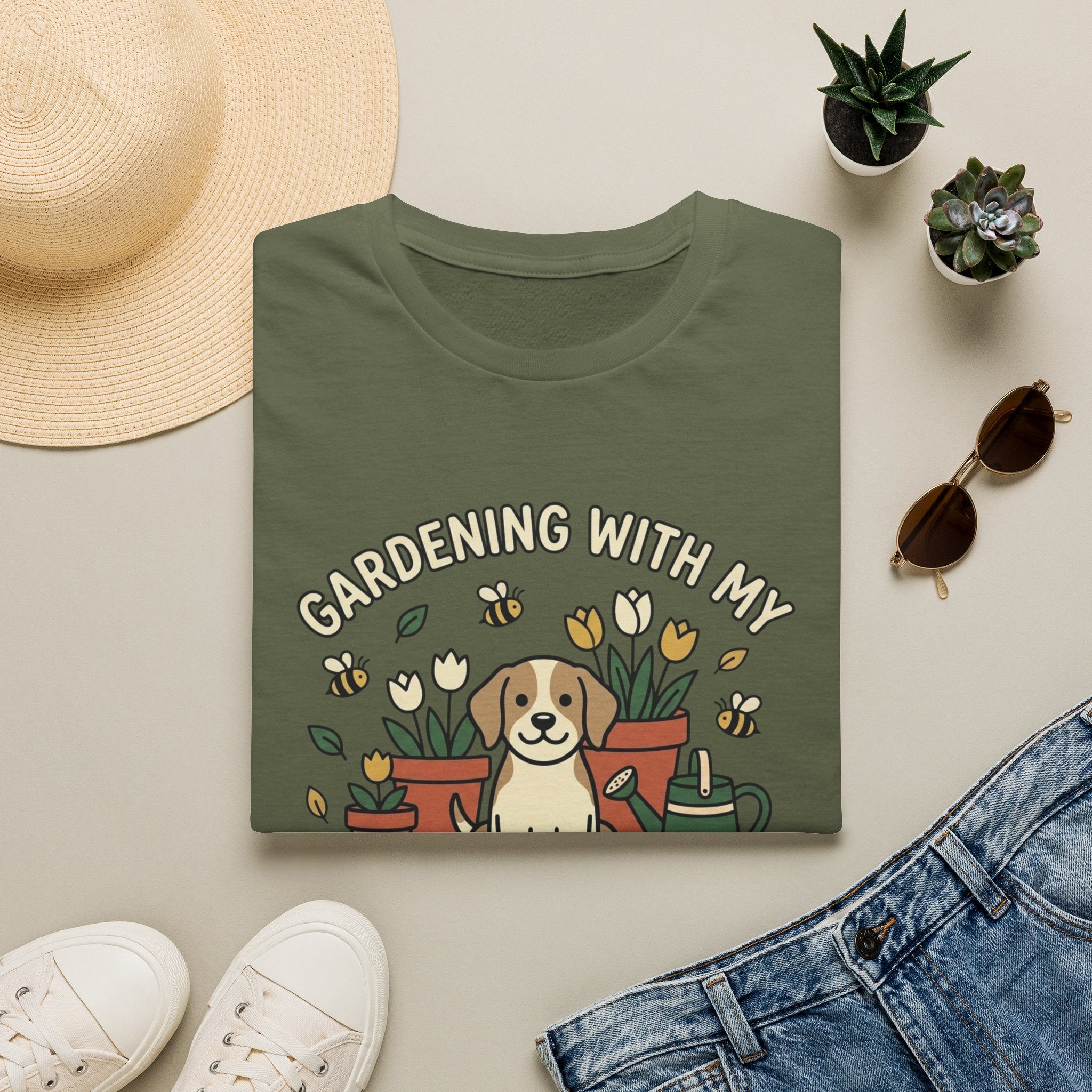 'Gardening With My Digging Buddy' Graphic T-Shirt