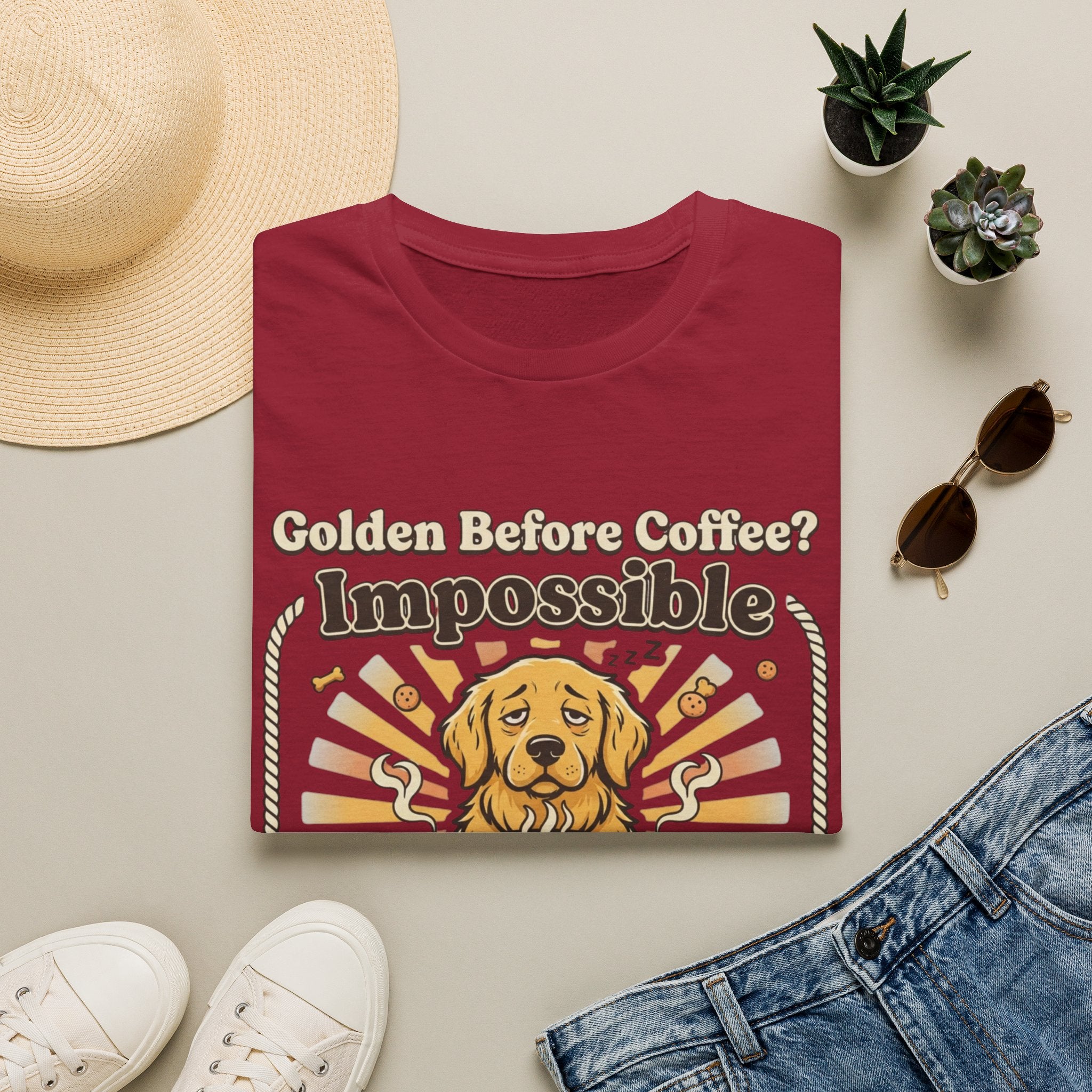 'Golden Before Coffee? Impossible' Graphic T-Shirt