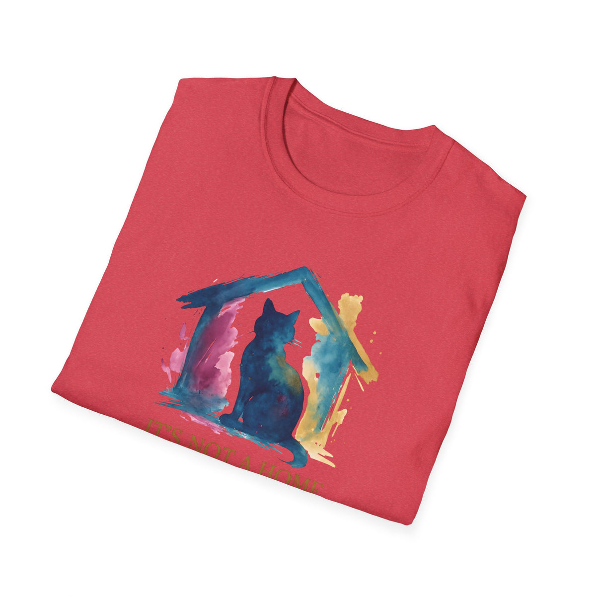 Watercolor Cat Inside House T-Shirt