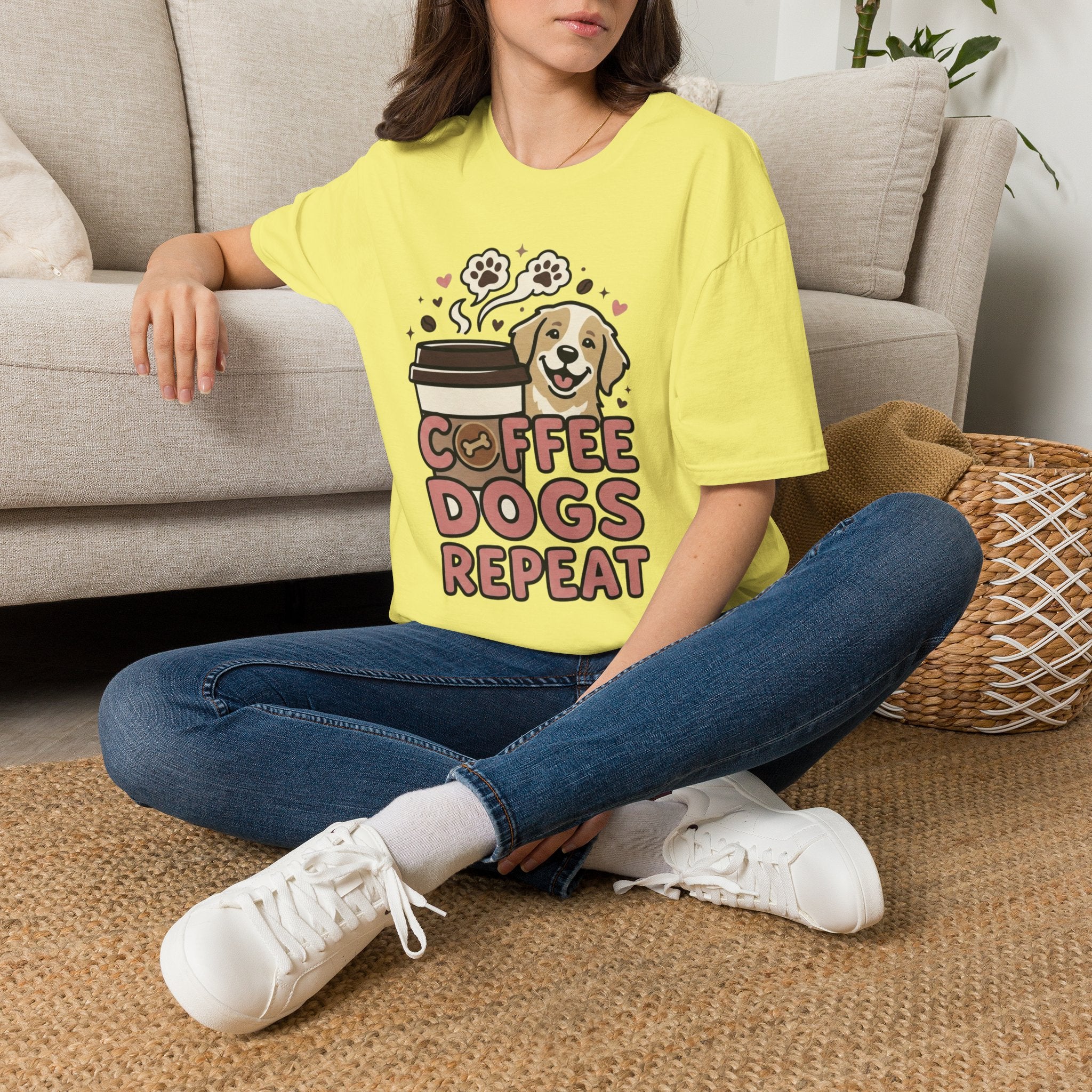 'Coffee Dogs Repeat' Graphic T-Shirt
