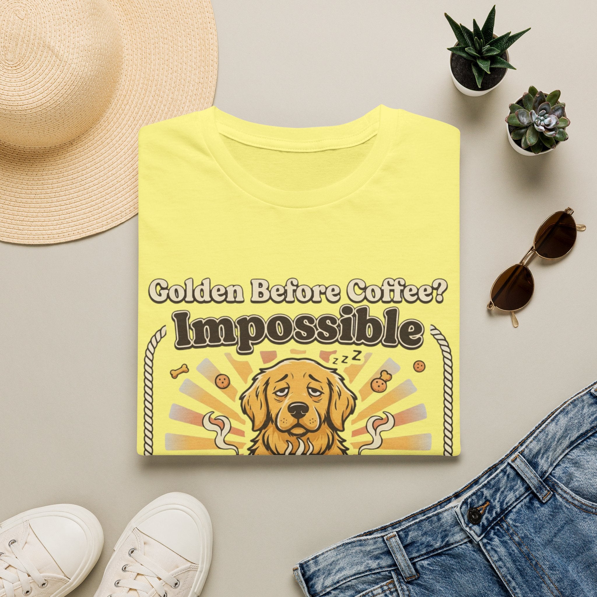 'Golden Before Coffee? Impossible' Graphic T-Shirt