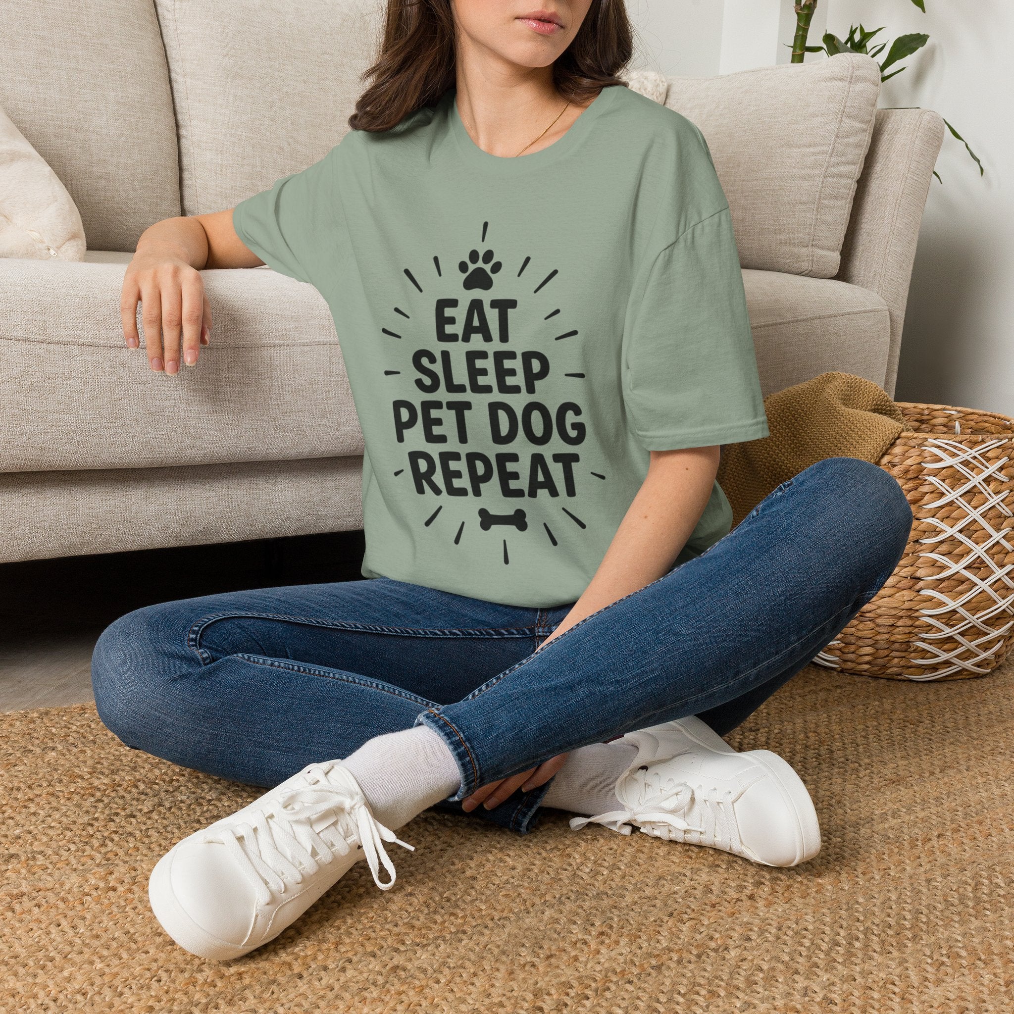 'Eat Sleep Pet Dog Repeat' Graphic T-Shirt