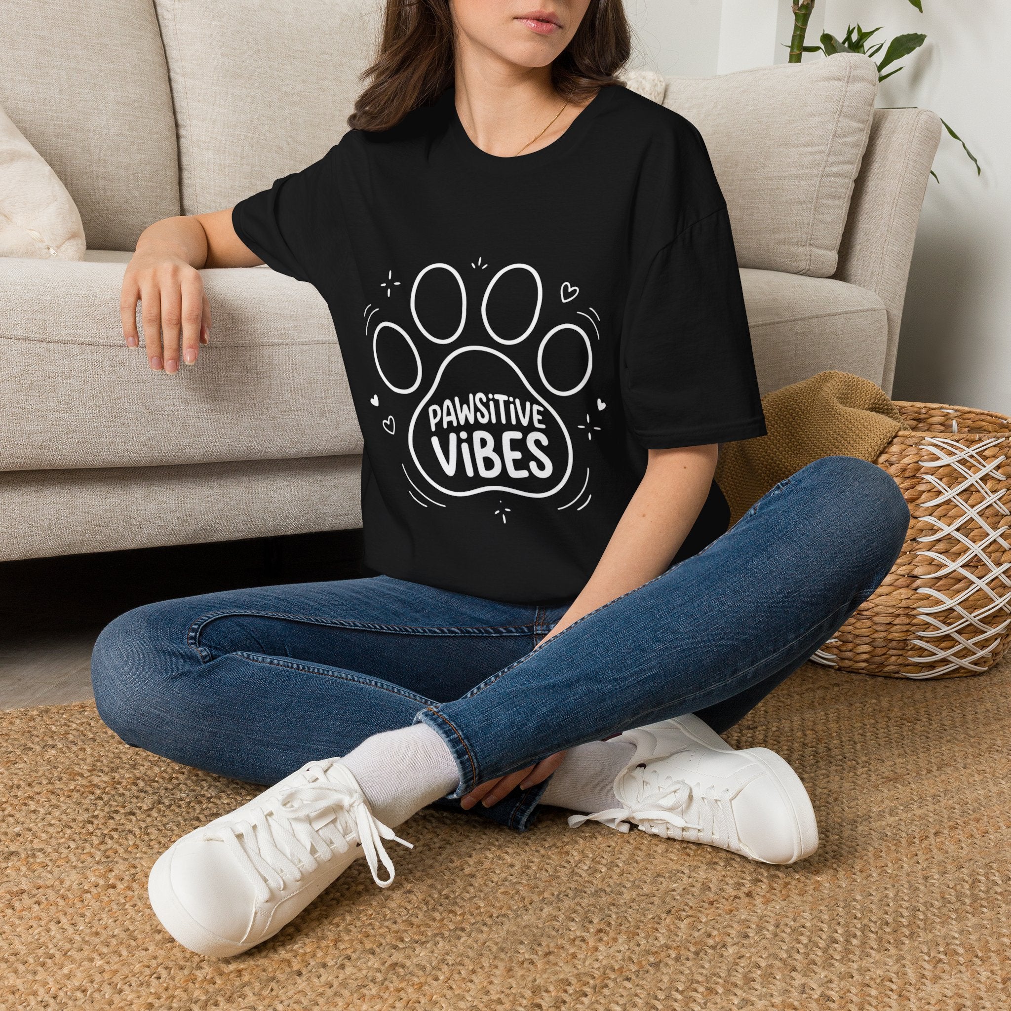 'Pawsitive Vibes' Graphic T-Shirt