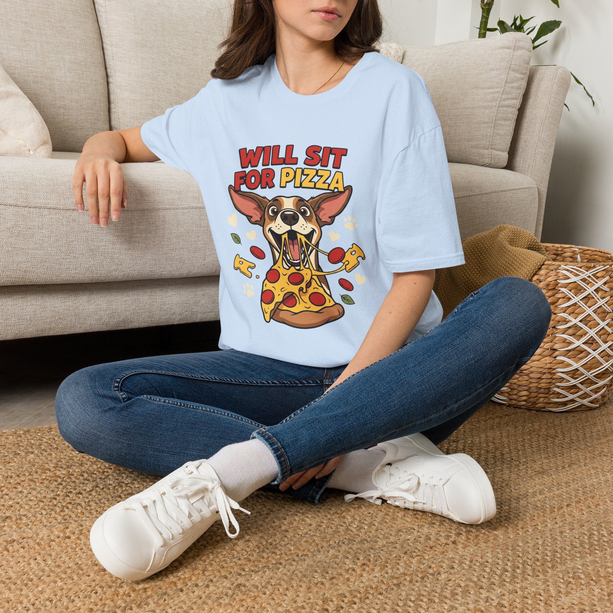 'Will Sit For Pizza' Graphic T-Shirt