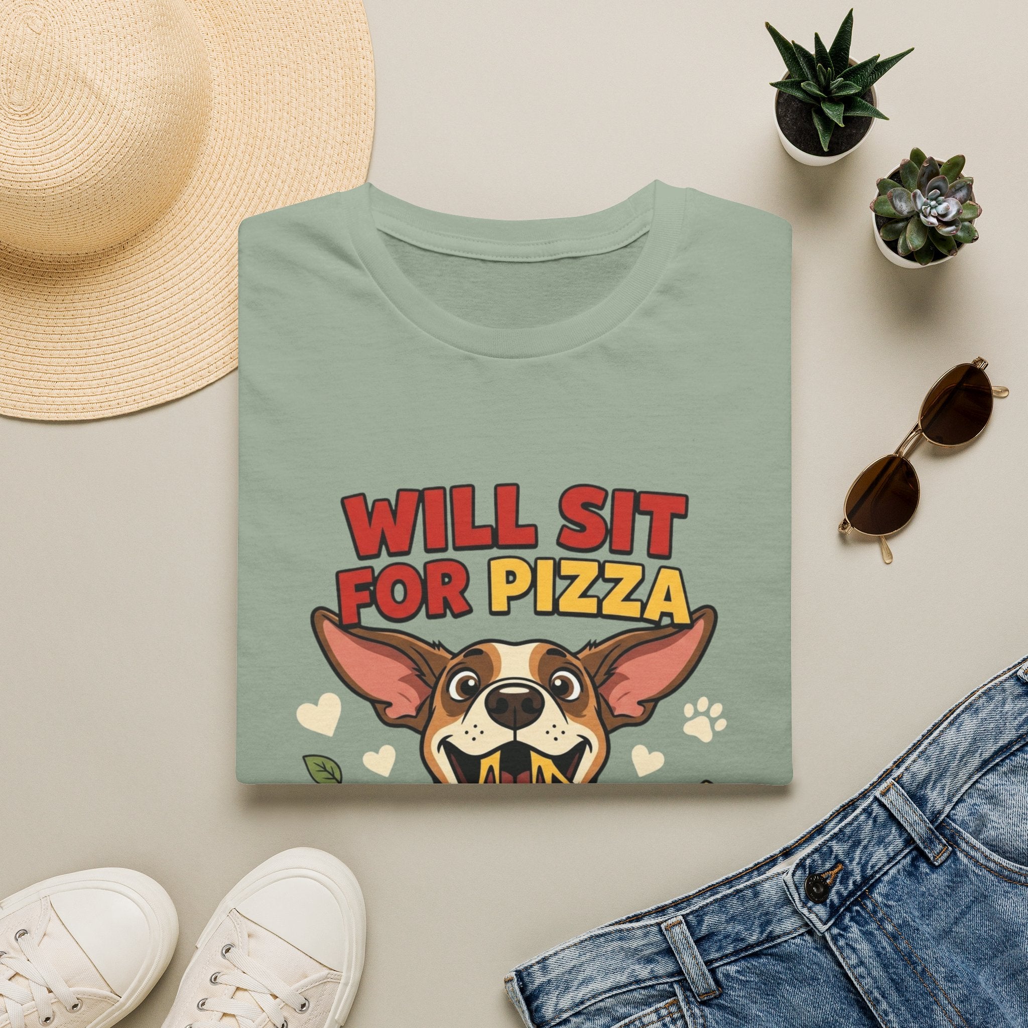 'Will Sit For Pizza' Graphic T-Shirt