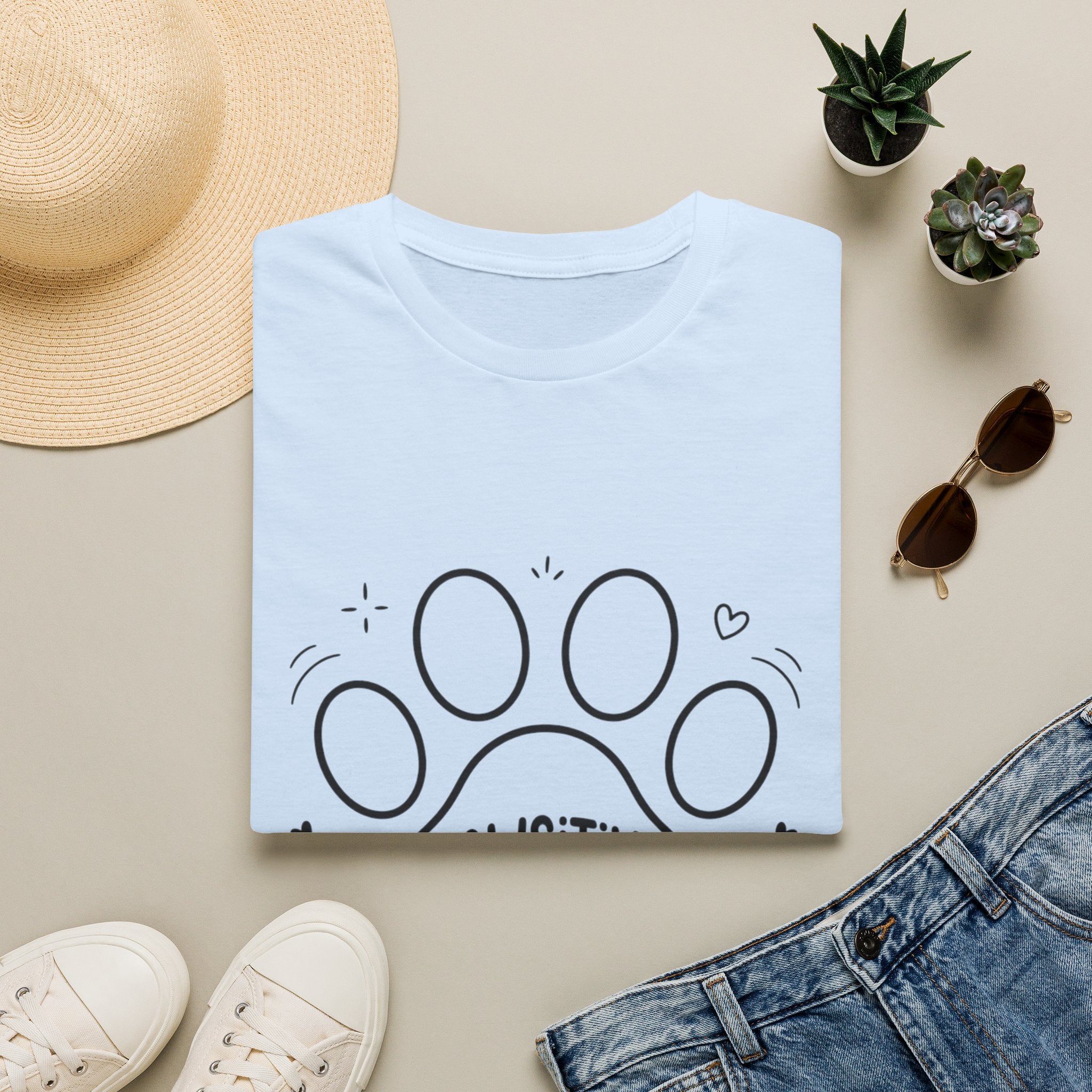 'Pawsitive Vibes' Graphic T-Shirt