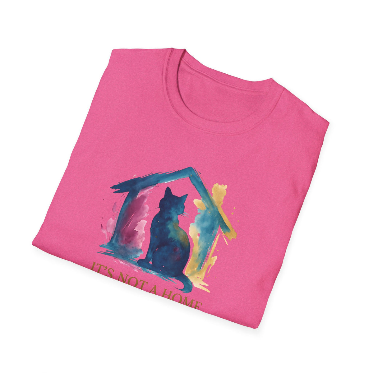 Watercolor Cat Inside House T-Shirt