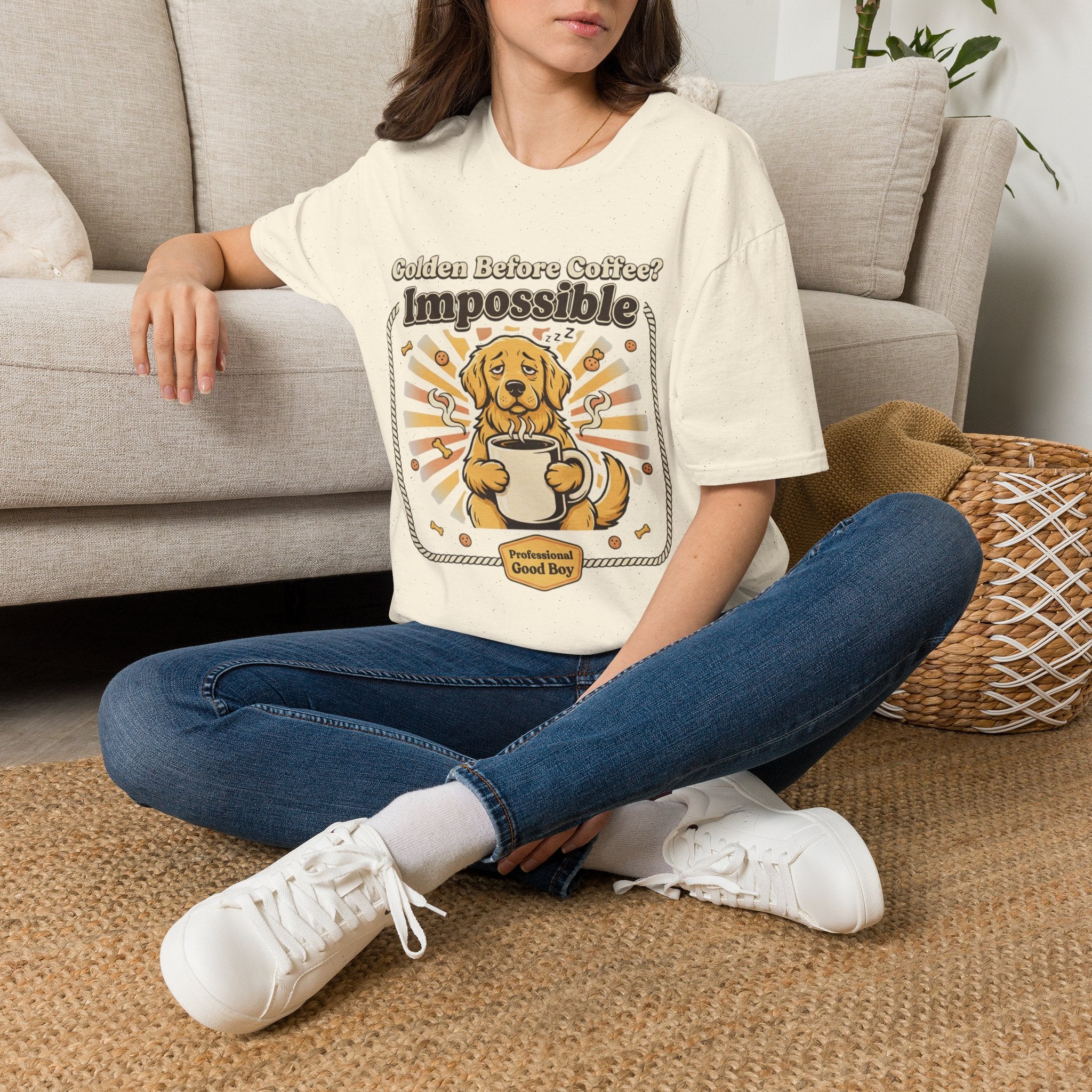 'Golden Before Coffee? Impossible' Graphic T-Shirt