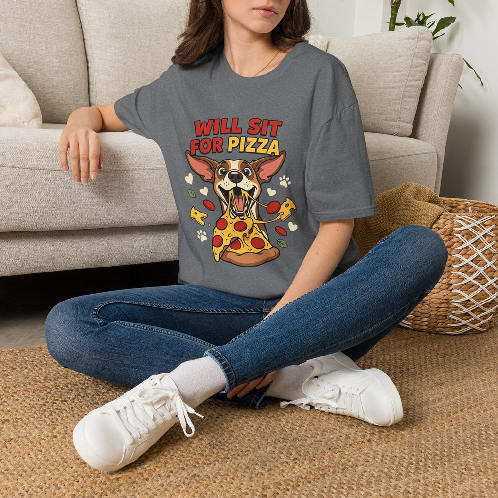'Will Sit For Pizza' Graphic T-Shirt