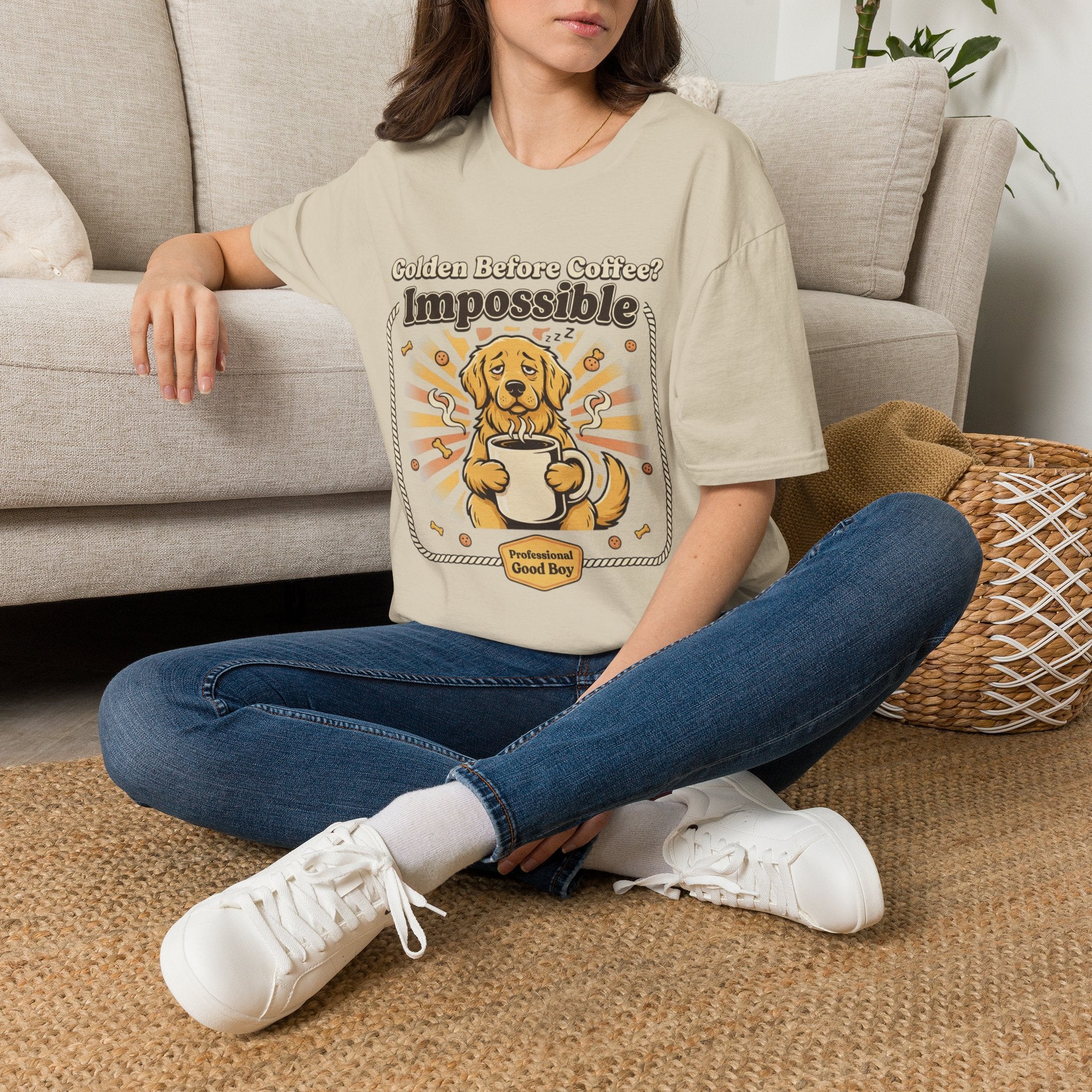 'Golden Before Coffee? Impossible' Graphic T-Shirt
