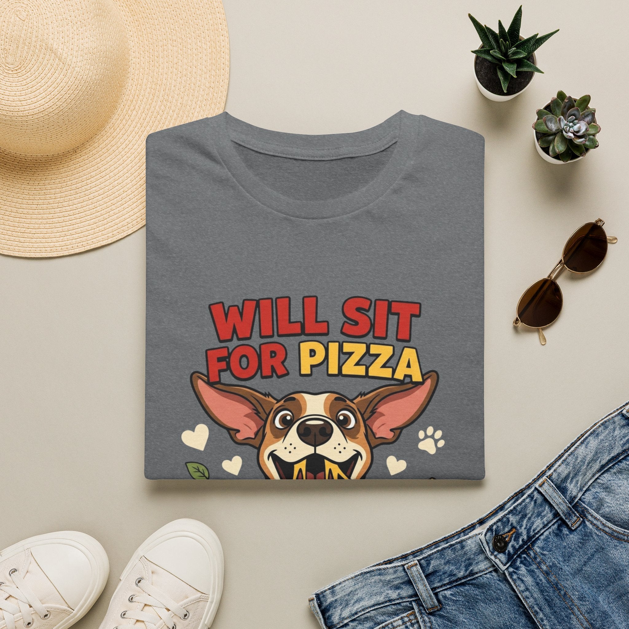 'Will Sit For Pizza' Graphic T-Shirt