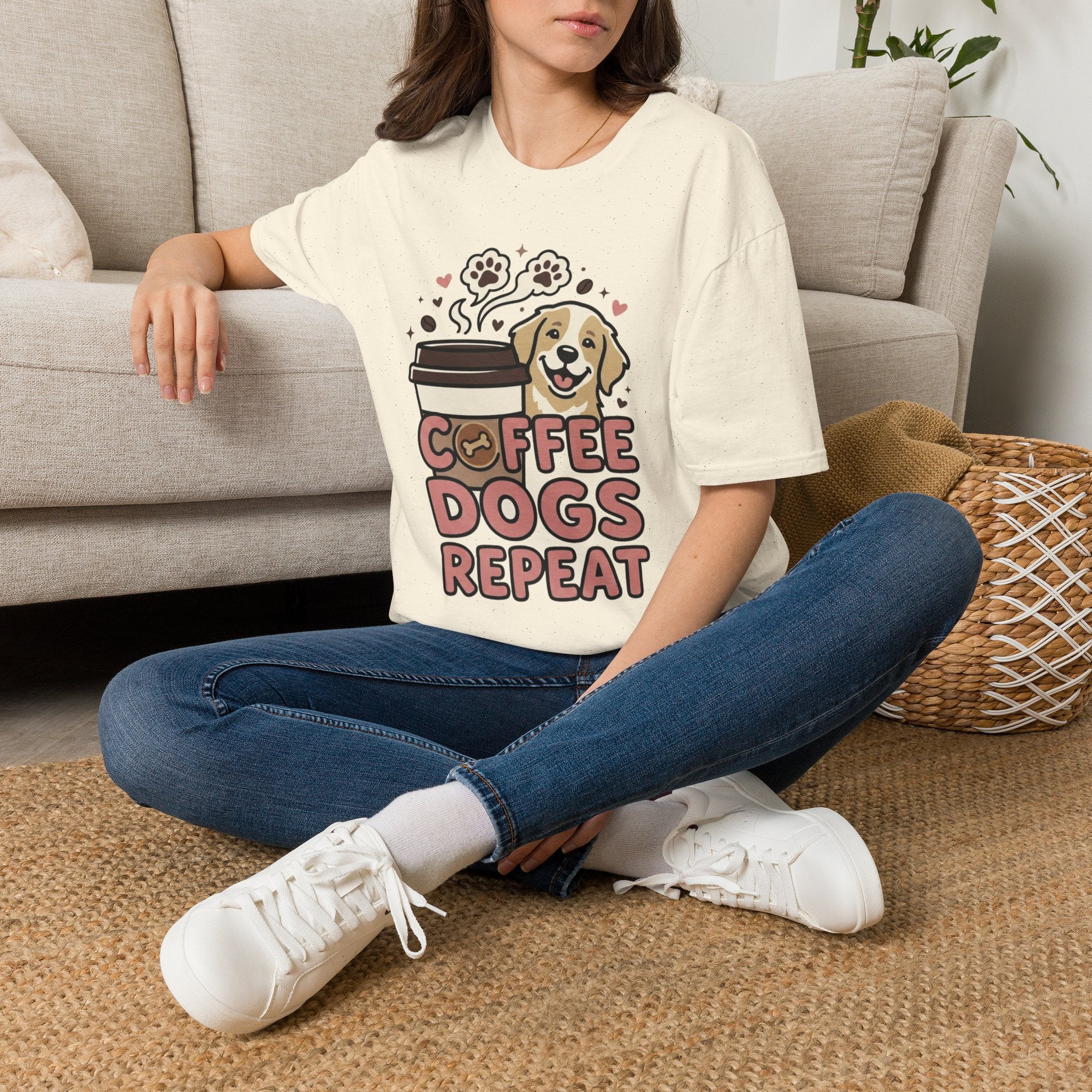 'Coffee Dogs Repeat' Graphic T-Shirt