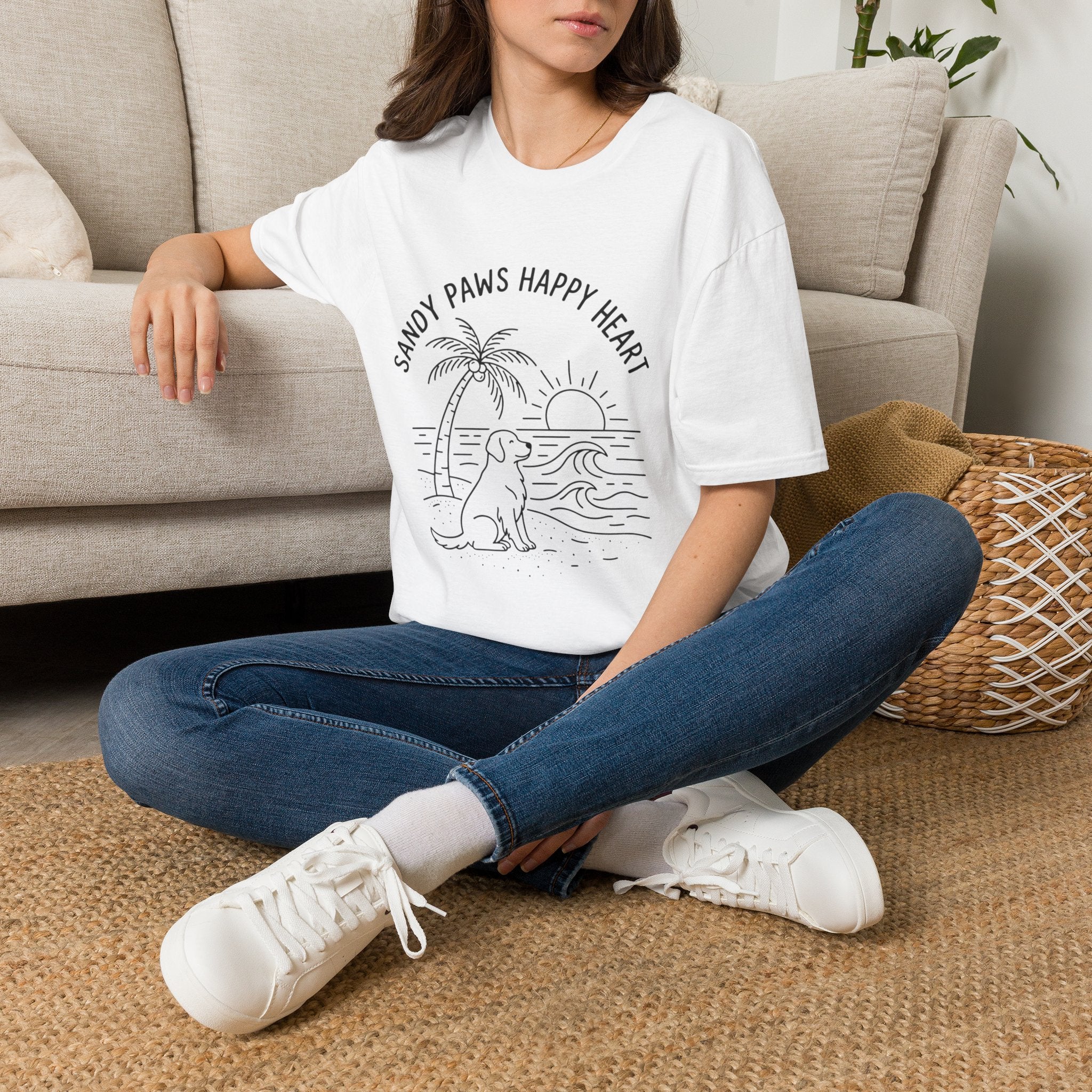 'Sandy Paws Happy Heart' Graphic T-Shirt