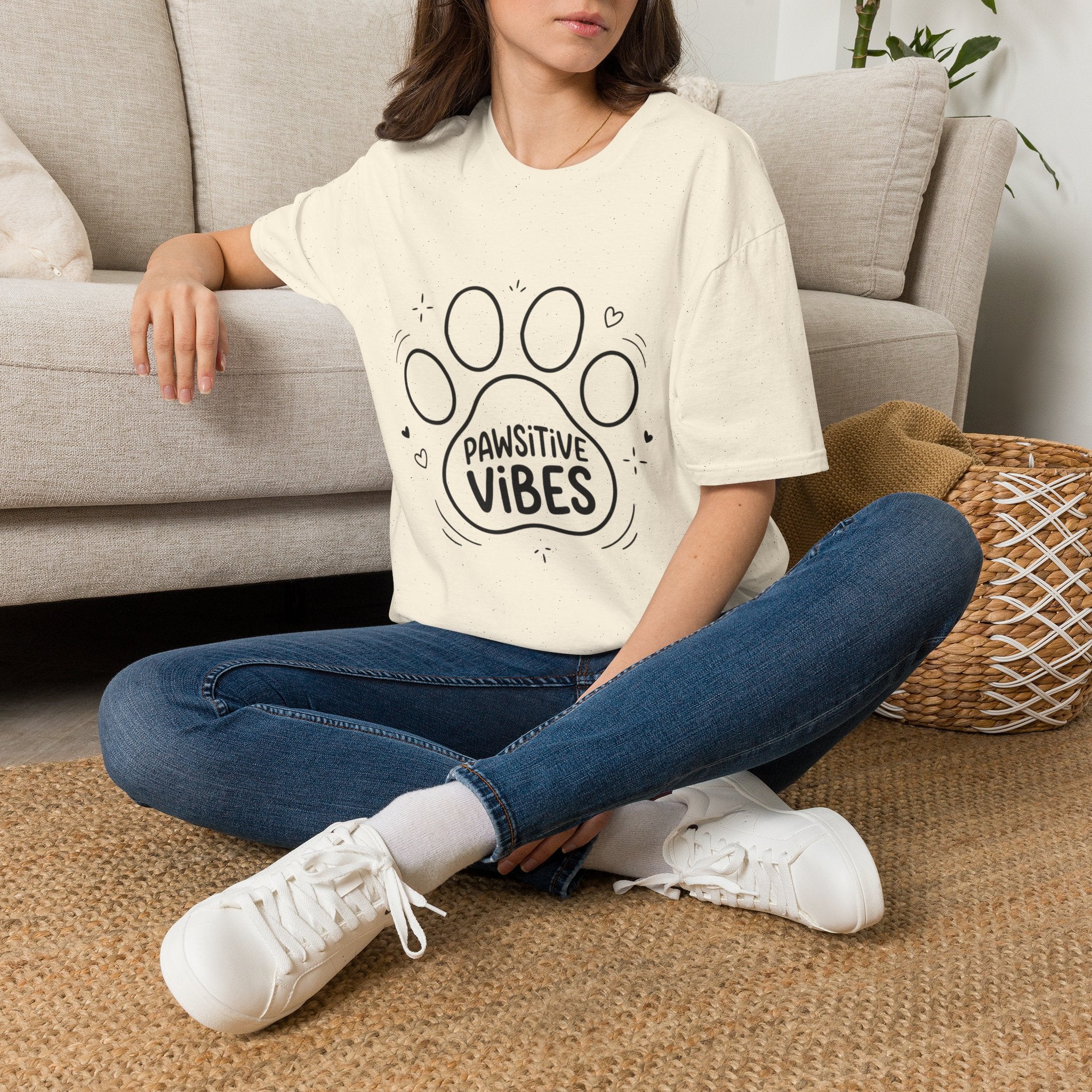 'Pawsitive Vibes' Graphic T-Shirt