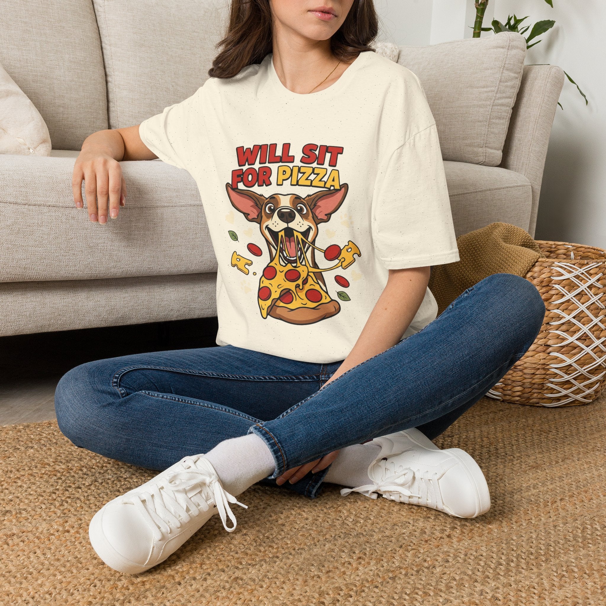 'Will Sit For Pizza' Graphic T-Shirt