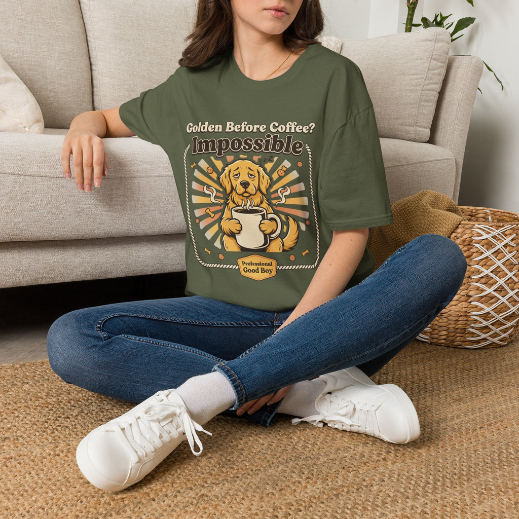 'Golden Before Coffee? Impossible' Graphic T-Shirt