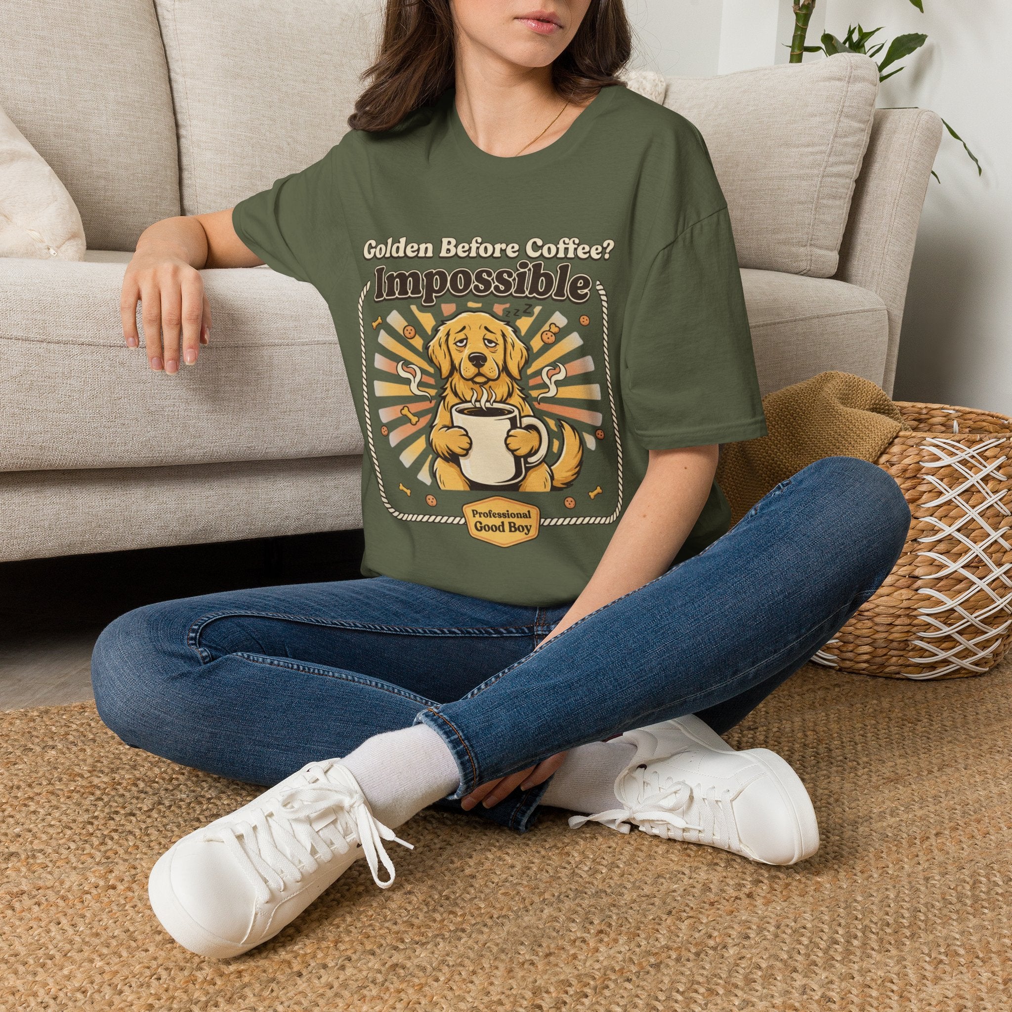 'Golden Before Coffee? Impossible' Graphic T-Shirt