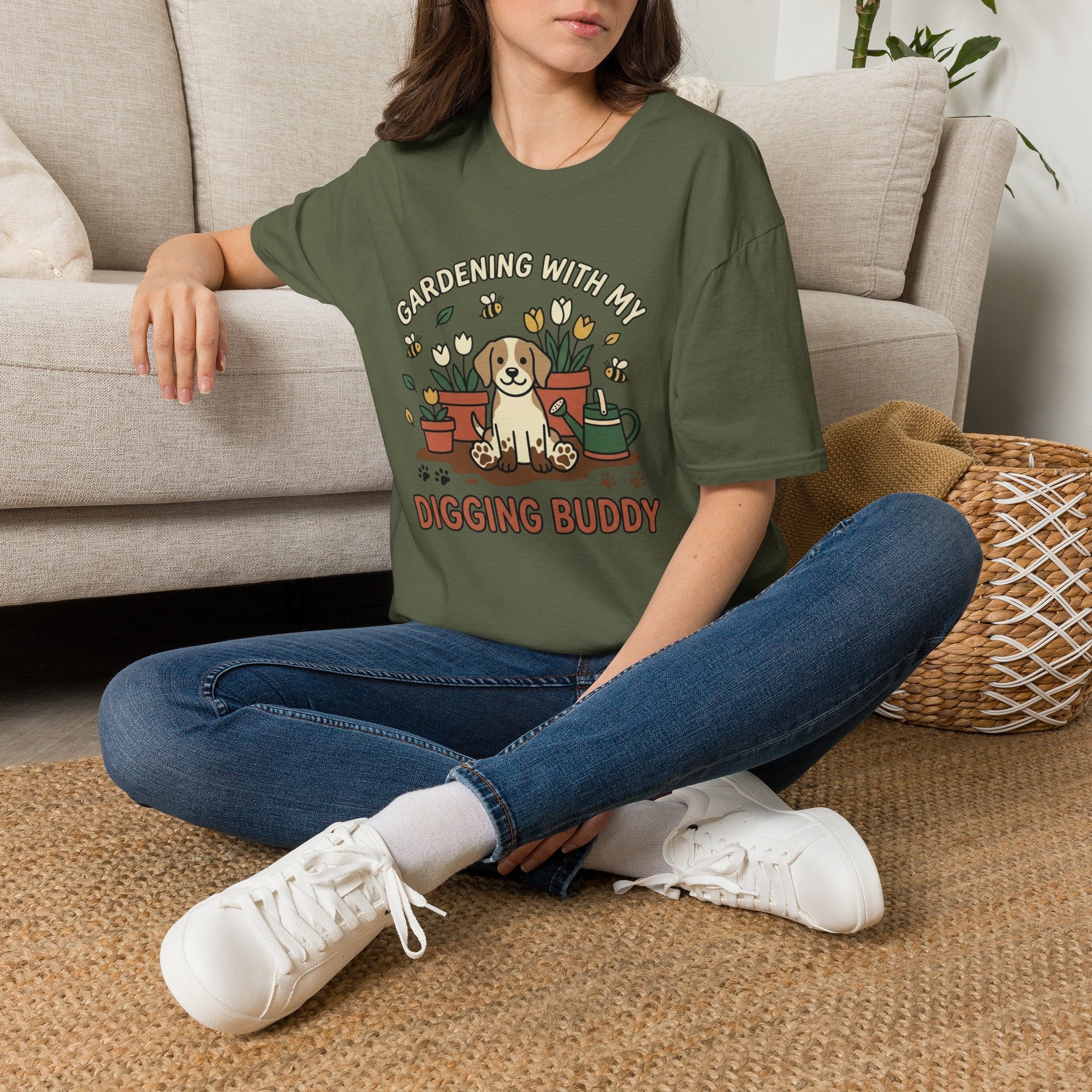 'Gardening With My Digging Buddy' Graphic T-Shirt