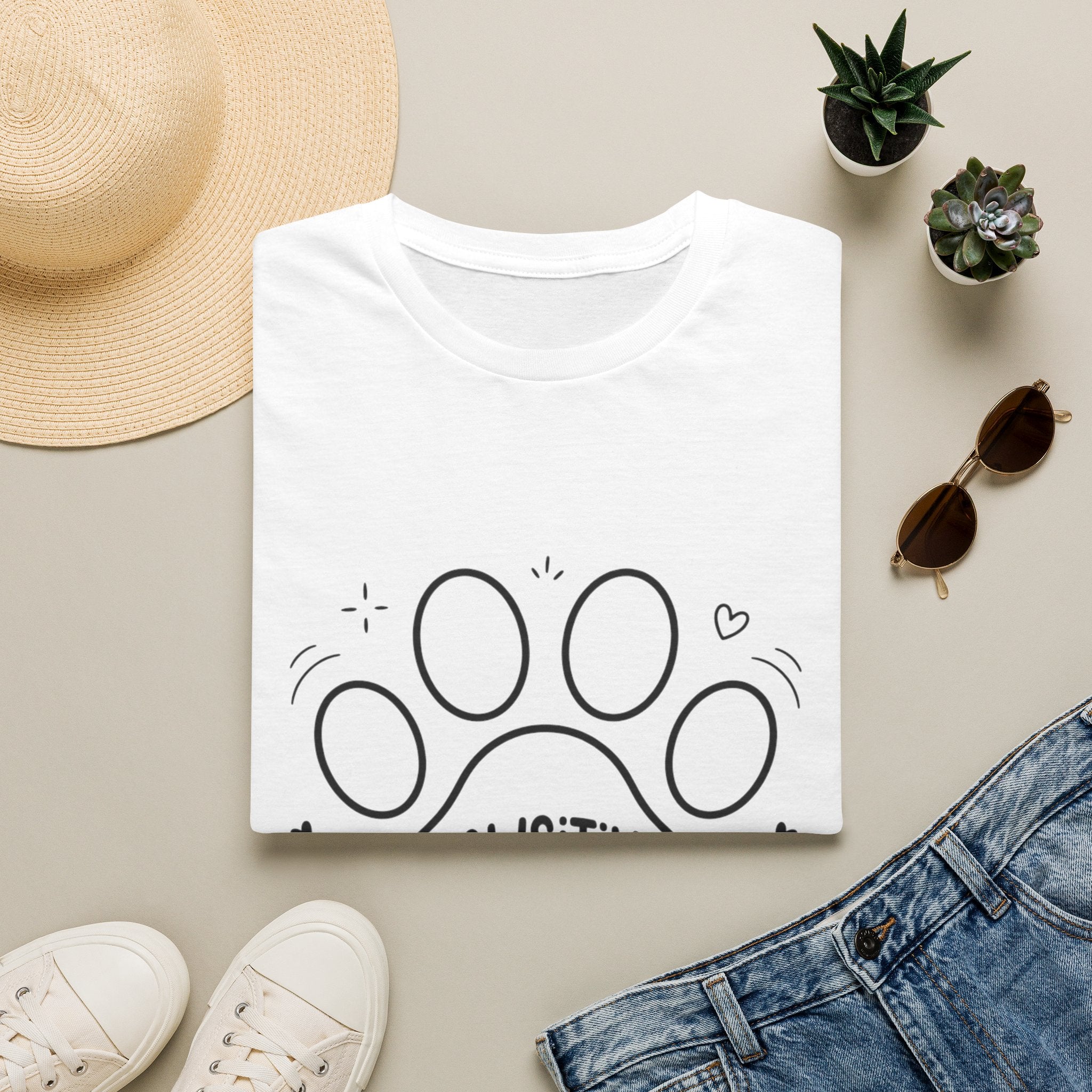 'Pawsitive Vibes' Graphic T-Shirt