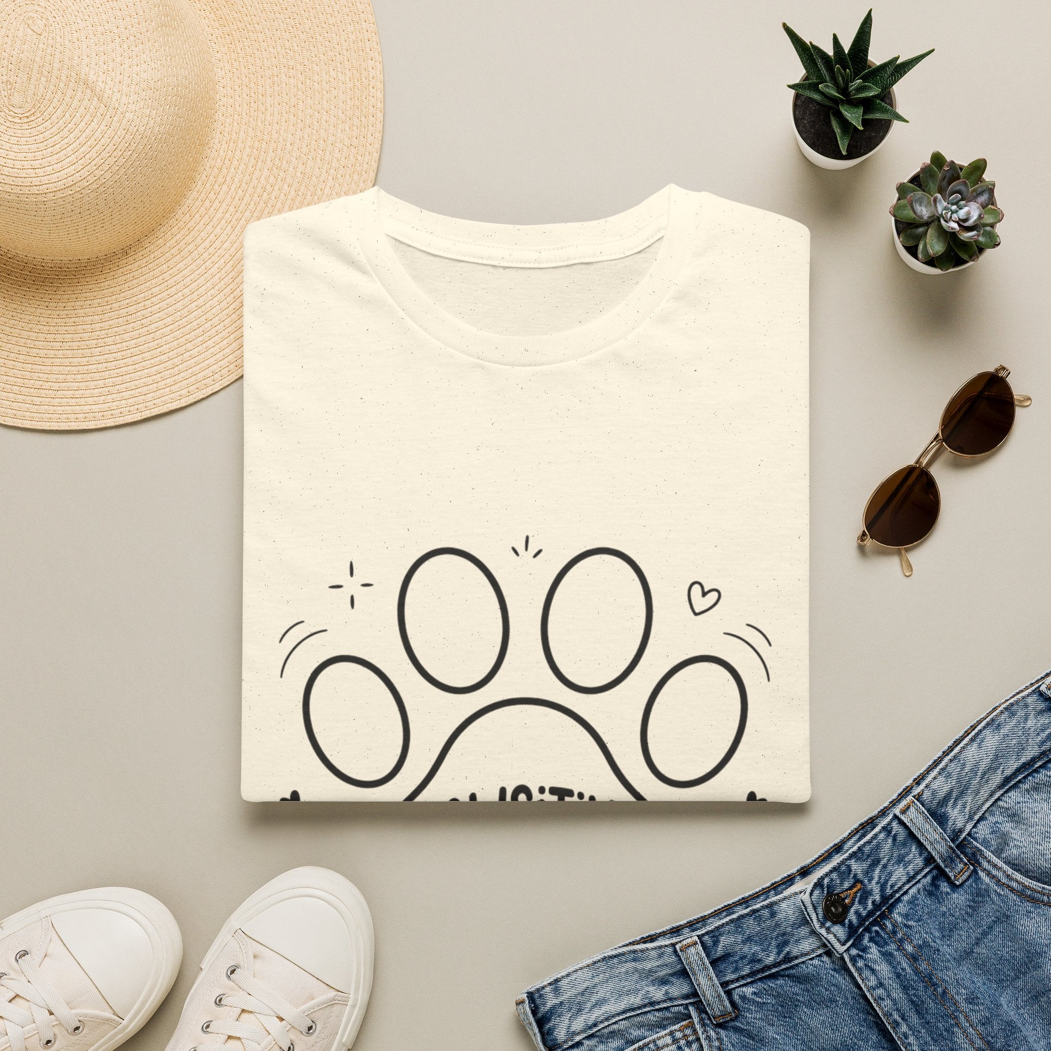 'Pawsitive Vibes' Graphic T-Shirt