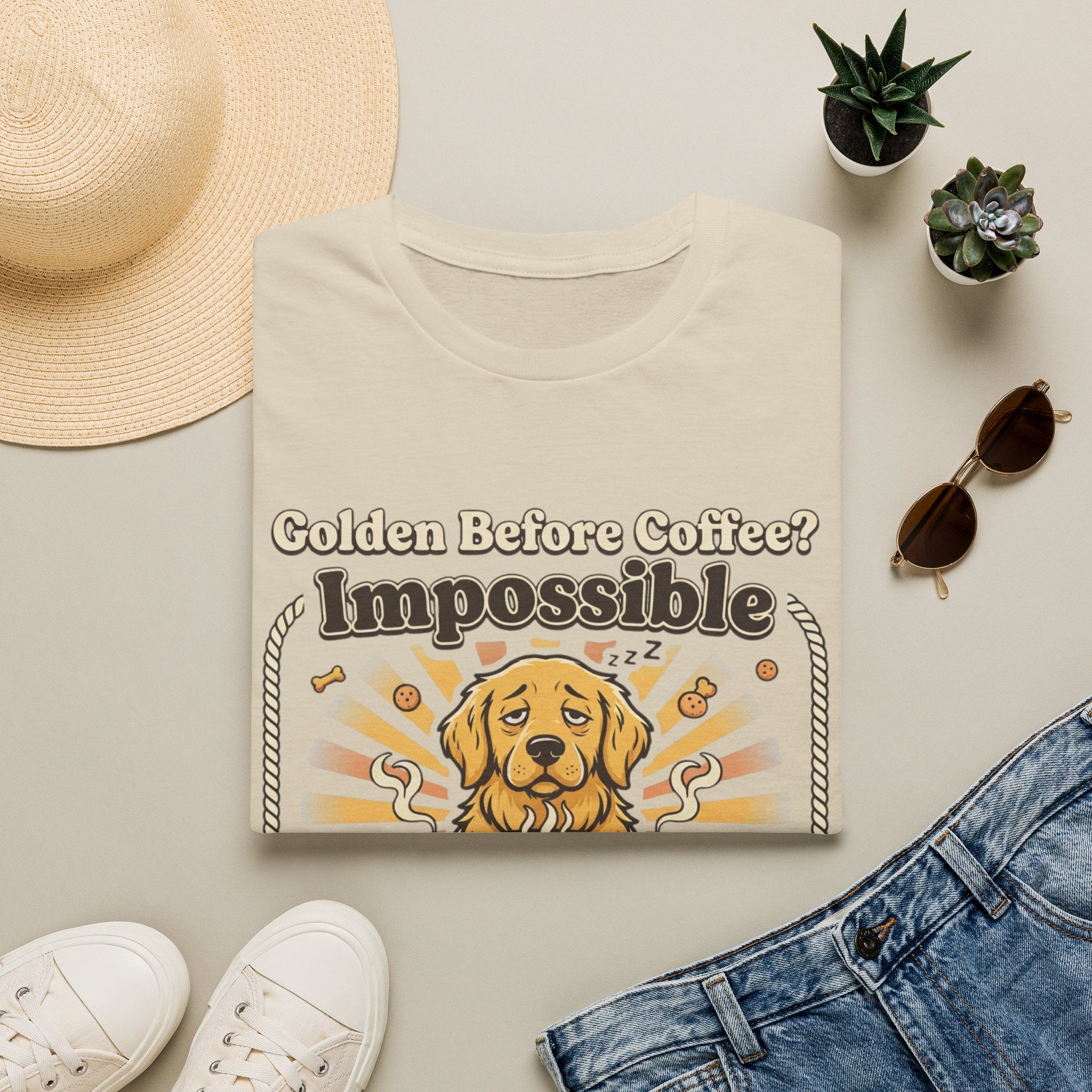 'Golden Before Coffee? Impossible' Graphic T-Shirt