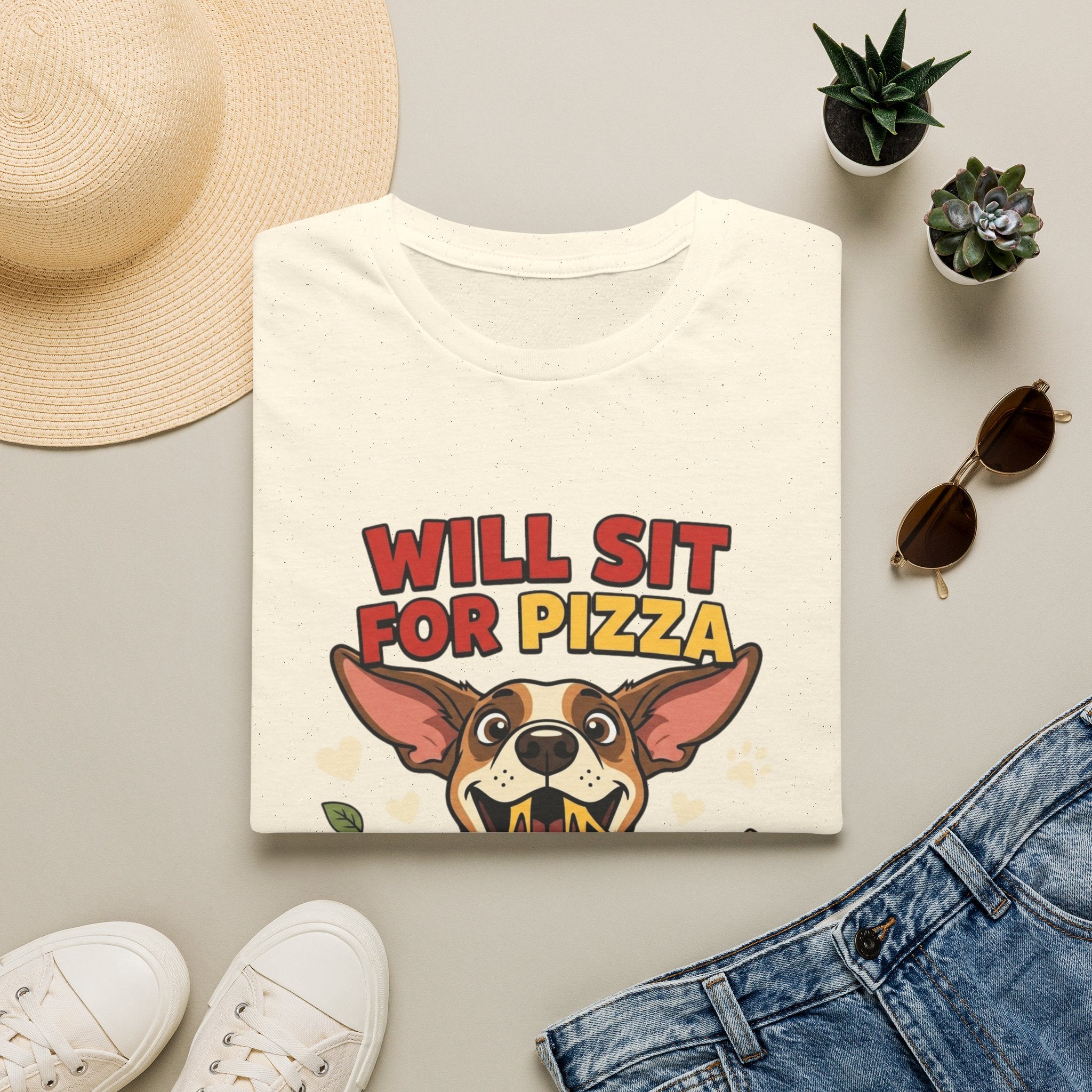 'Will Sit For Pizza' Graphic T-Shirt
