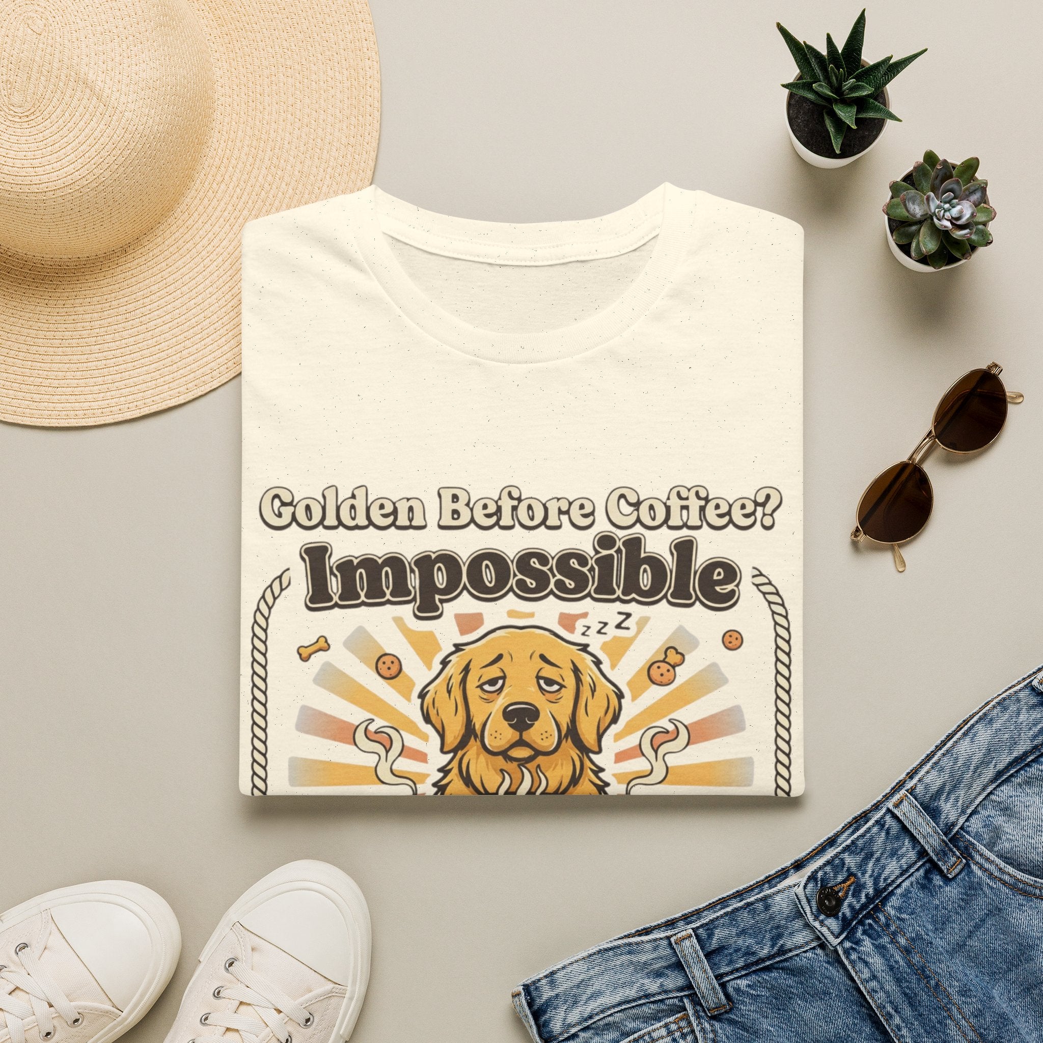 'Golden Before Coffee? Impossible' Graphic T-Shirt