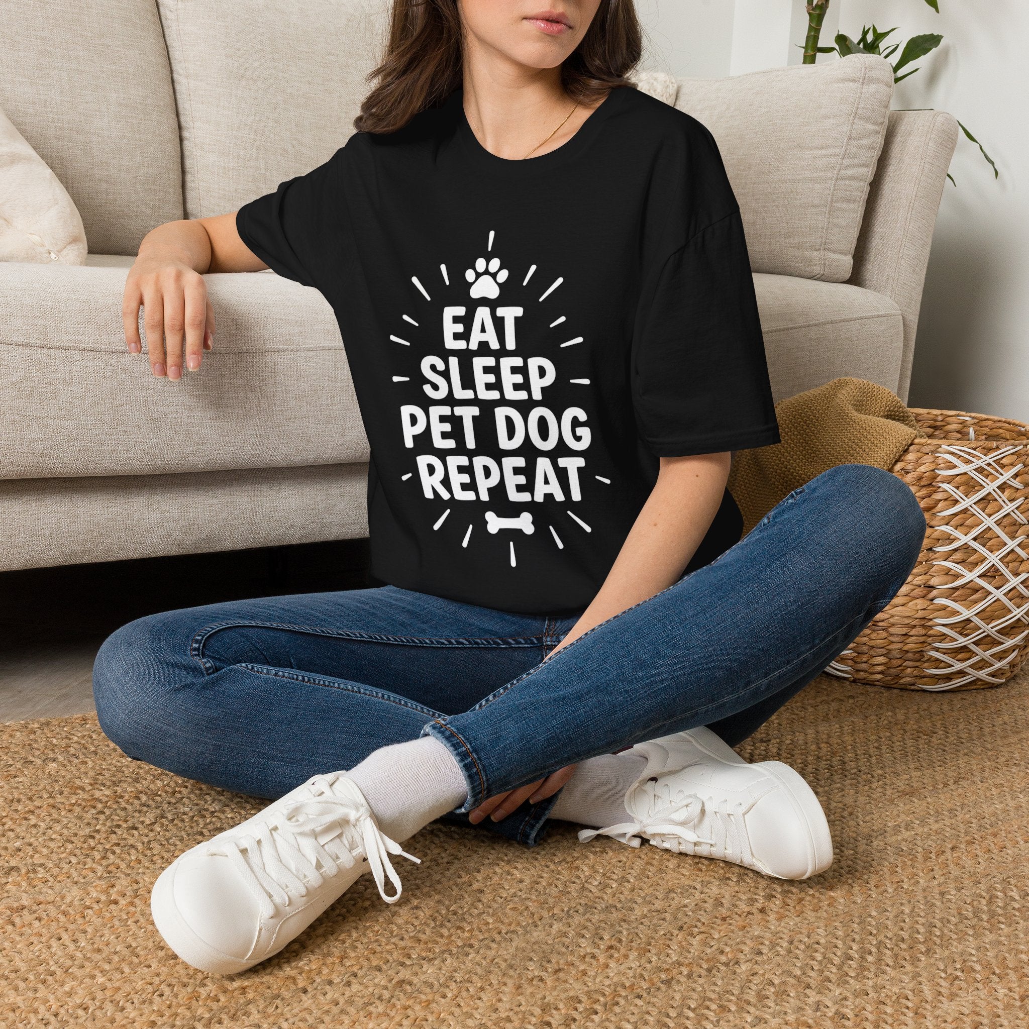 'Eat Sleep Pet Dog Repeat' Graphic T-Shirt