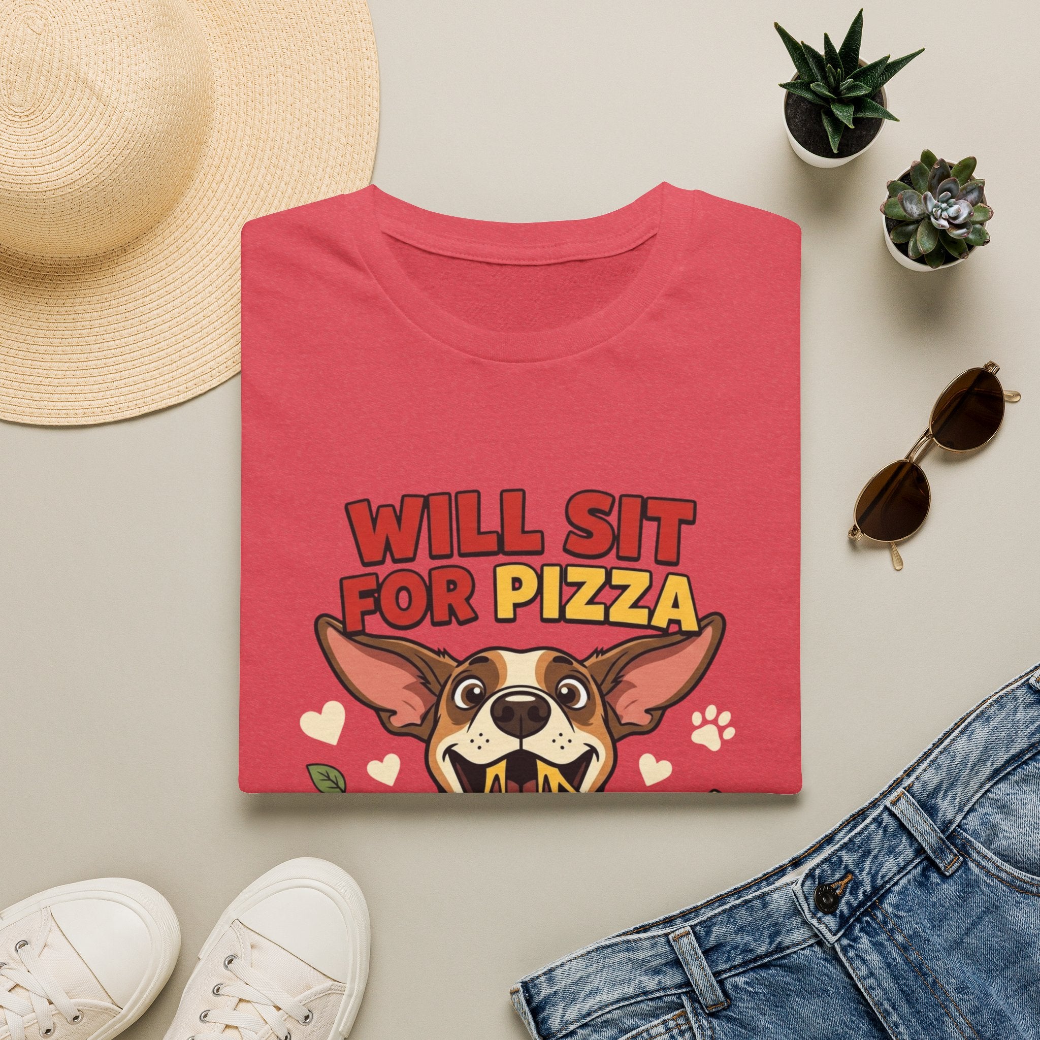 'Will Sit For Pizza' Graphic T-Shirt