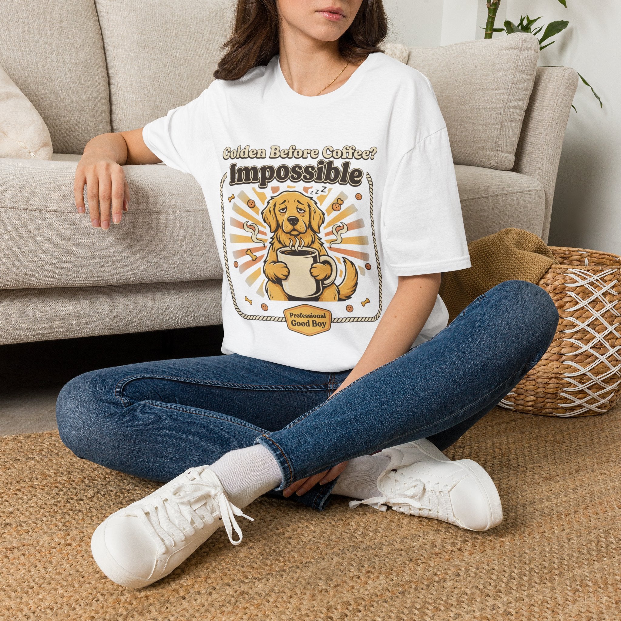'Golden Before Coffee? Impossible' Graphic T-Shirt