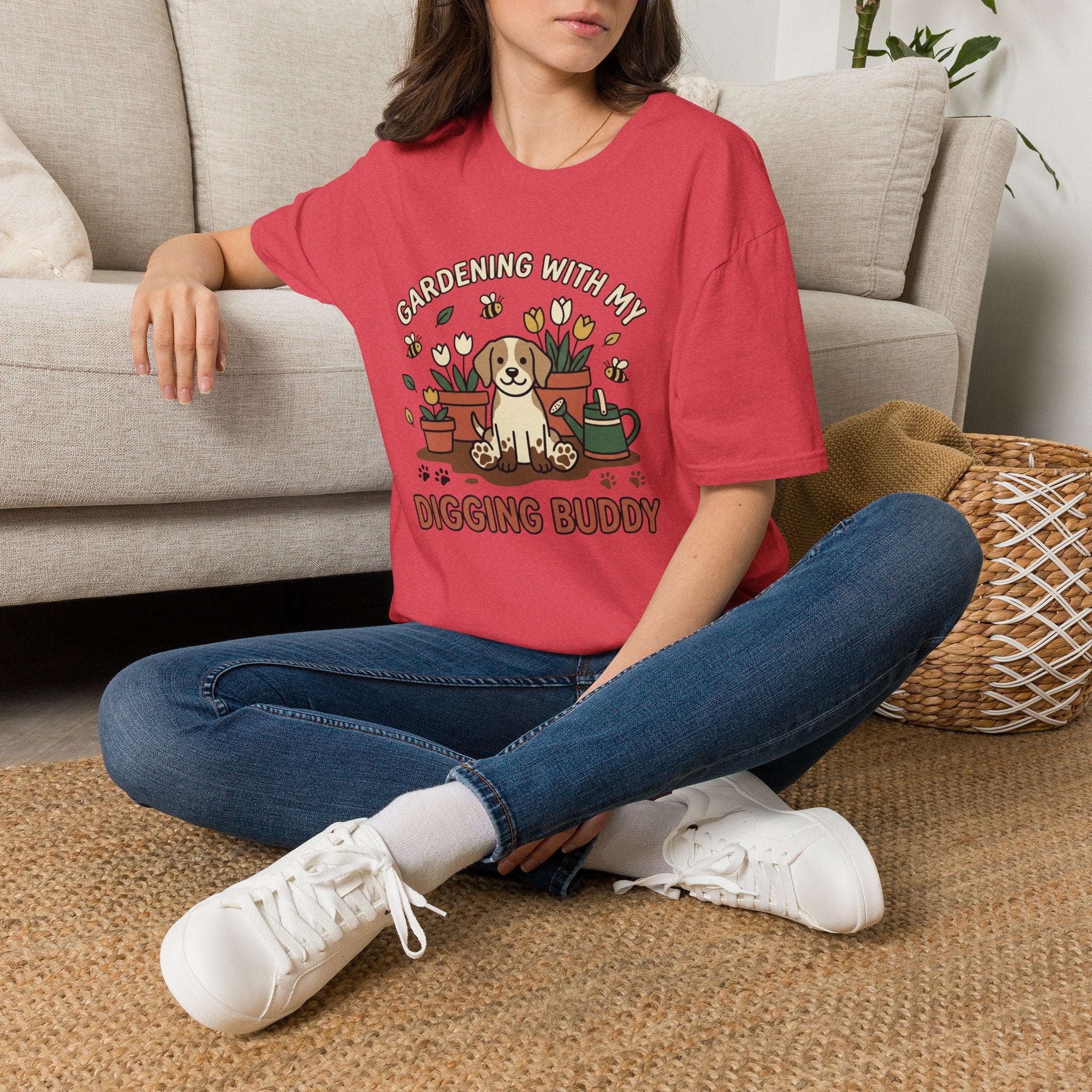 'Gardening With My Digging Buddy' Graphic T-Shirt