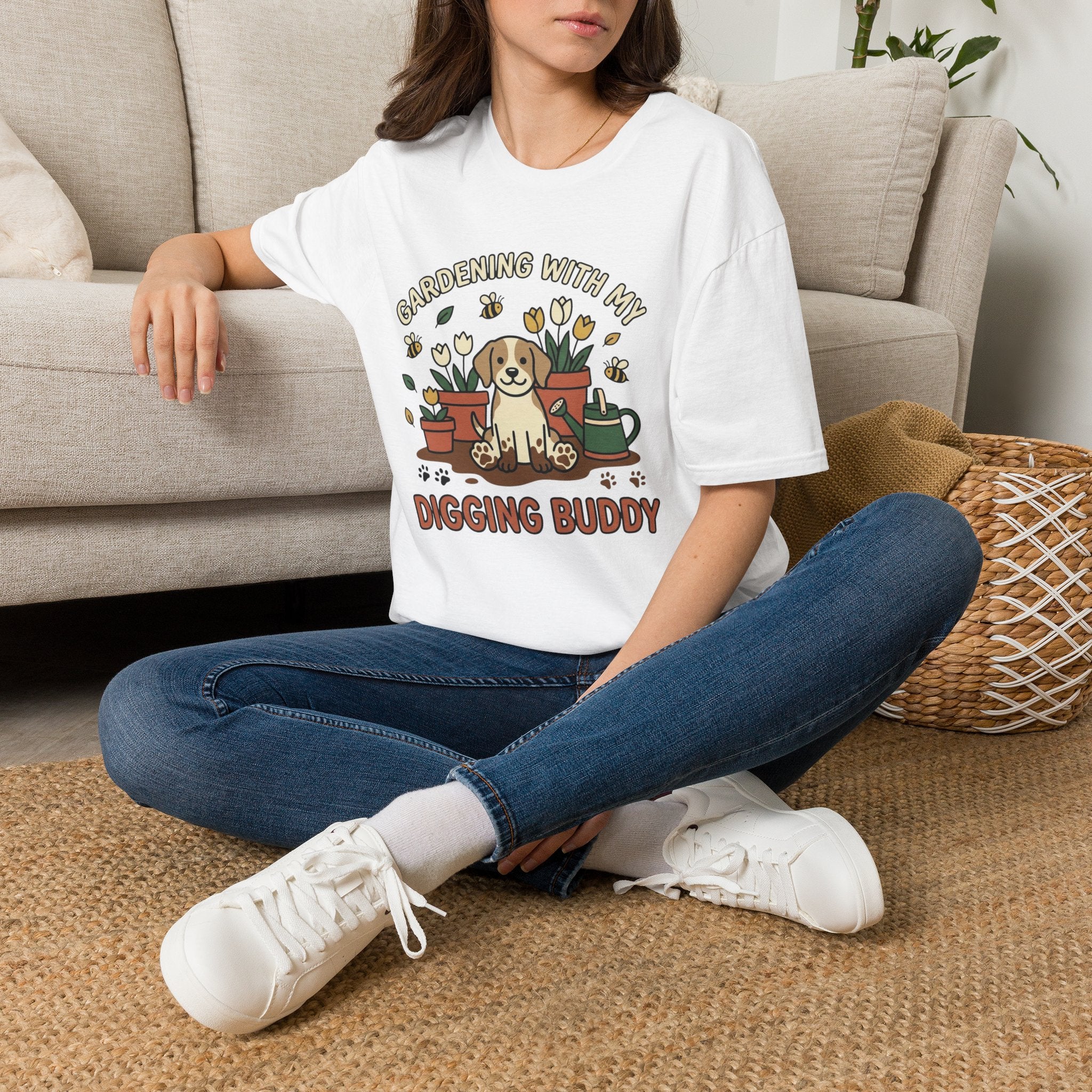 'Gardening With My Digging Buddy' Graphic T-Shirt
