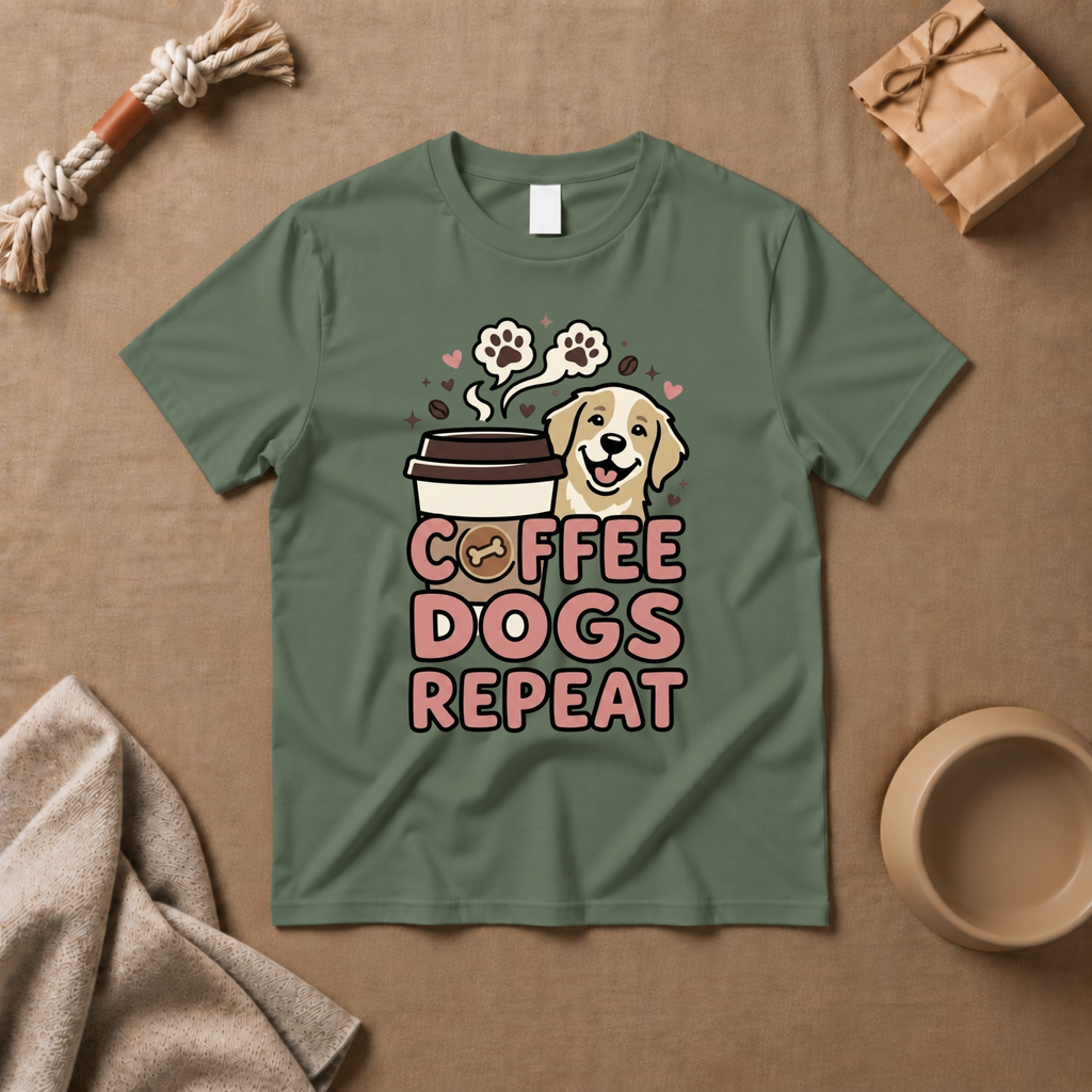 Coffee Dogs Repeat T-Shirt